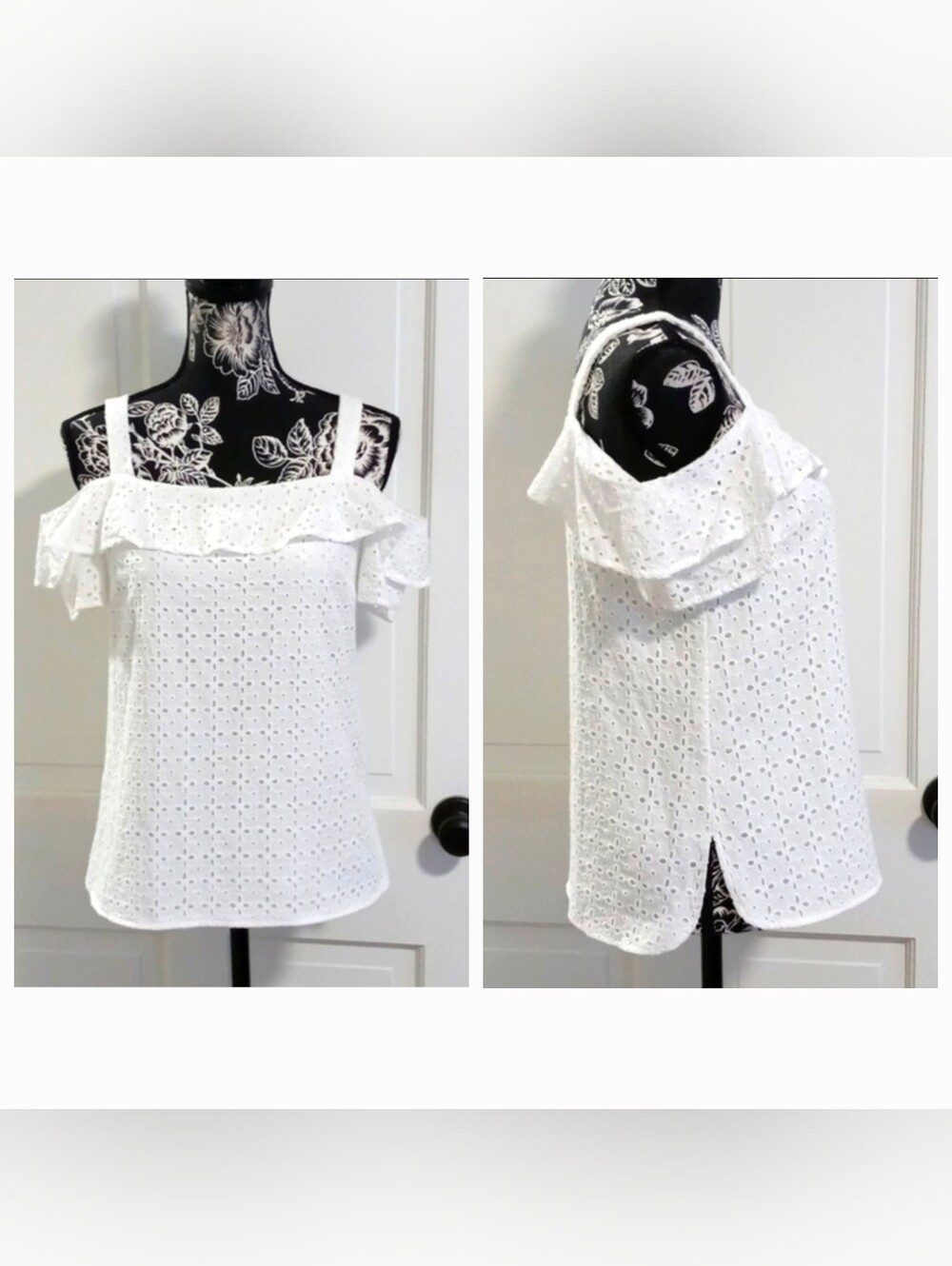 🤍Cremieux🤍 - White Eyelet Cold Shoulder Jane Top